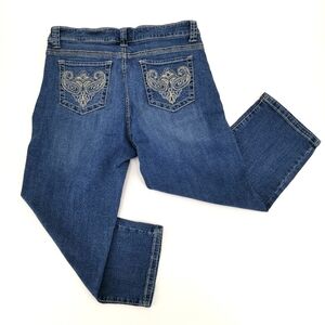 Lee EUC Women's 12 Mid Rise Blue Jean Capris Bling